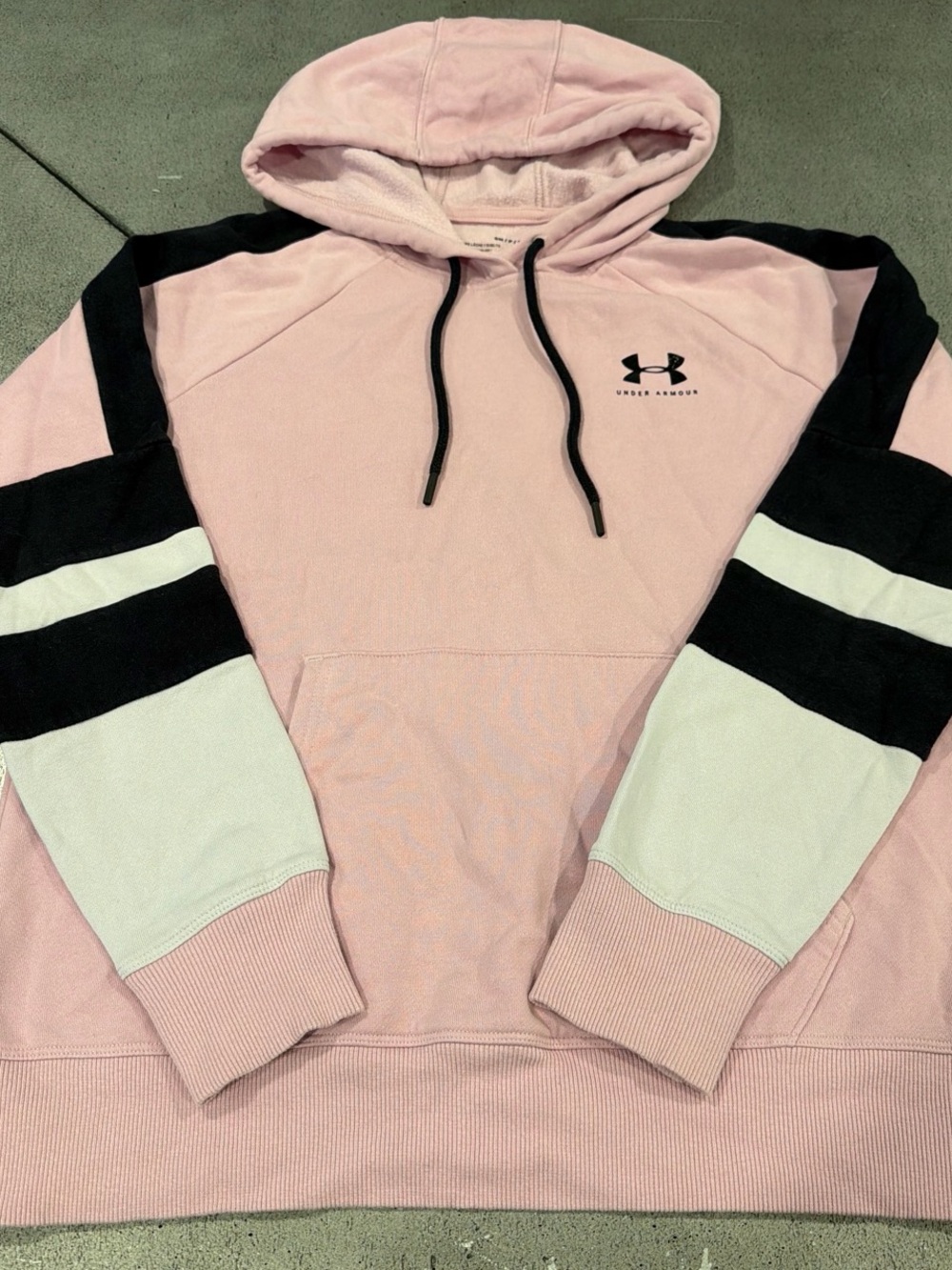 Under Armour Pink Black White Colorblock Pullover Hoodie